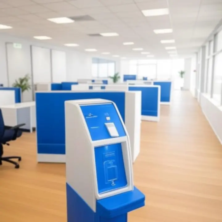 Modern kantoor met hygiënestation en dispensers