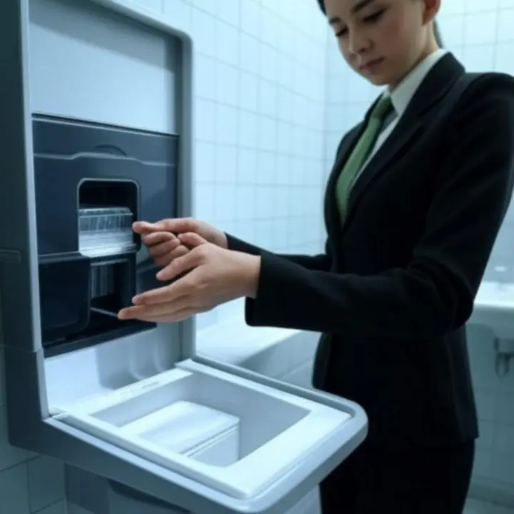 Still uit een video waarin wordt getoond hoe een dispenser eenvoudig wordt nagevuld