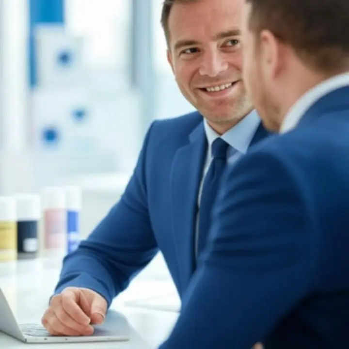 Schoonmaakexpert geeft persoonlijk advies aan zakelijke klant