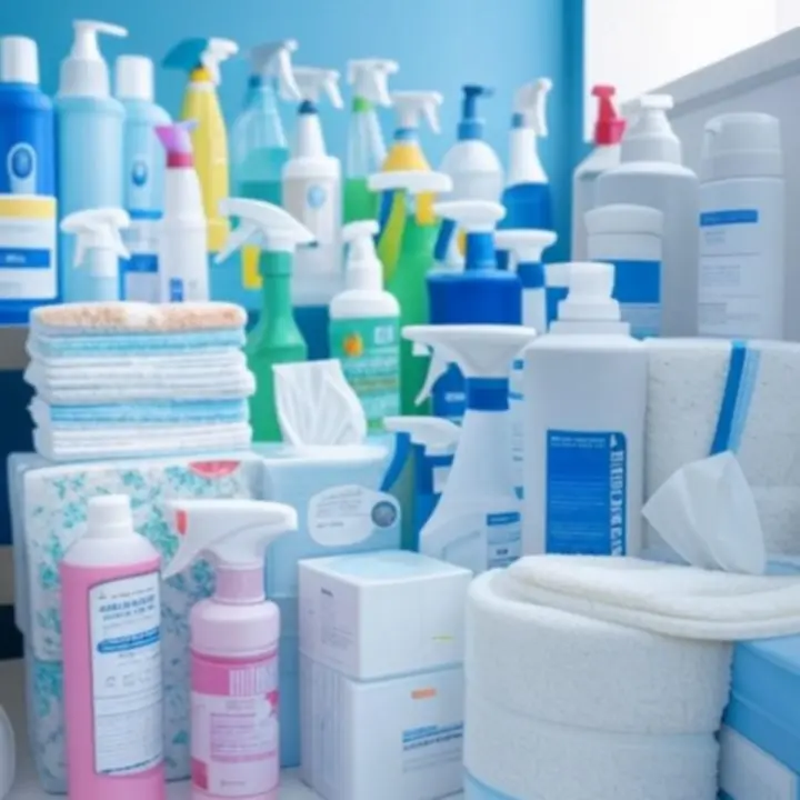 Scherpe, moderne presentatie van professionele kantoor schoonmaakproducten